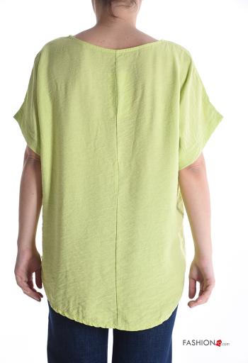 Blusa maniche corte girocollo Fantasia cuore con strass - ph 2