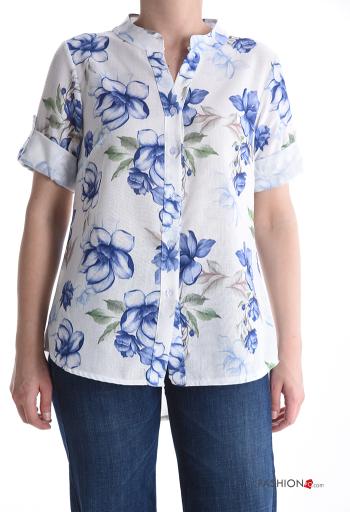 Camicia maniche corte Fantasia floreale con bottoni
