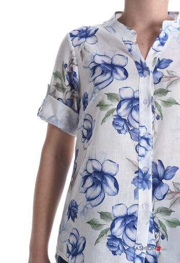 Camicia maniche corte Fantasia floreale con bottoni - ph 4