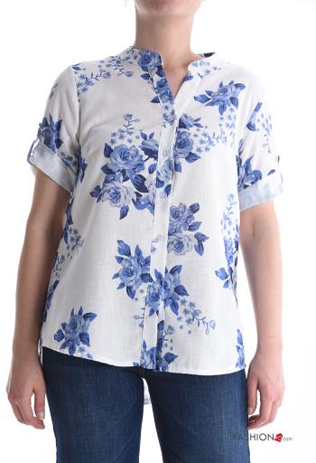 Camisa manga curta Floral com botões