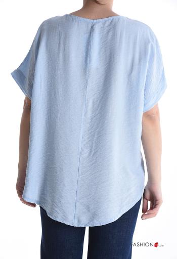 Blouse métallique col rond manches courtes Imprimé mixte avec strass - ph 2