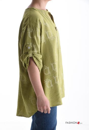 Lettering print Blouse with buttons 3/4 sleeve - ph 3
