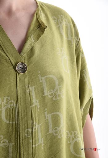 Lettering print Blouse with buttons 3/4 sleeve - ph 4