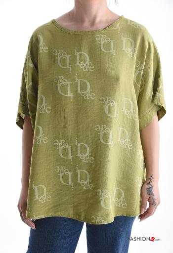Blusa manga corta extra grande cuello redondo Patrones de escritura - ph 1