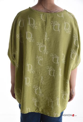 Blusa manga corta extra grande cuello redondo Patrones de escritura - ph 2
