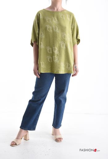 Blusa manga corta extra grande cuello redondo Patrones de escritura - ph 5