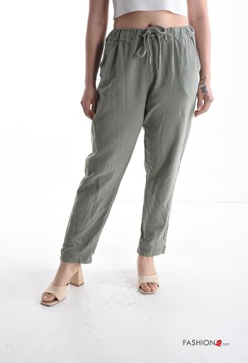 Pantalone in Cotone con tasche con coulisse