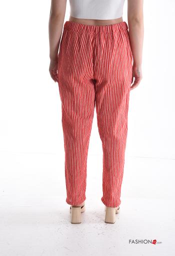 Pantalone in Cotone Fantasia righe con tasche con coulisse - ph 2