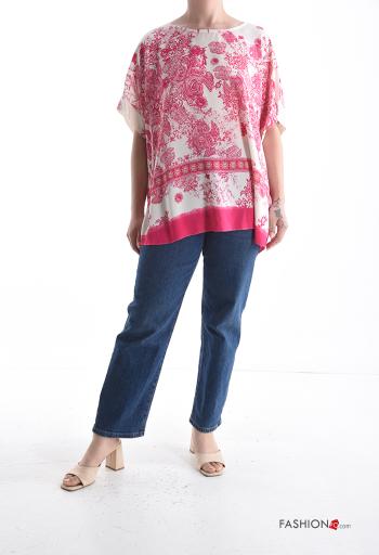 Blouse manches courtes col rond Imprimé abstrait - ph 5