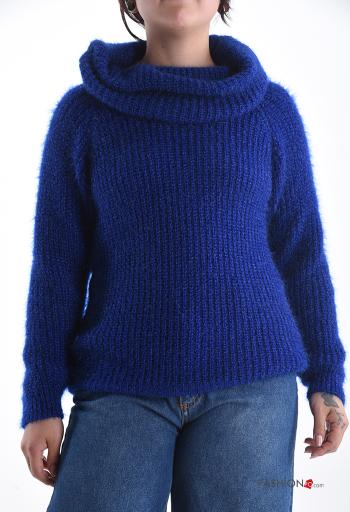 Maglione costine maniche lunghe a collo alto