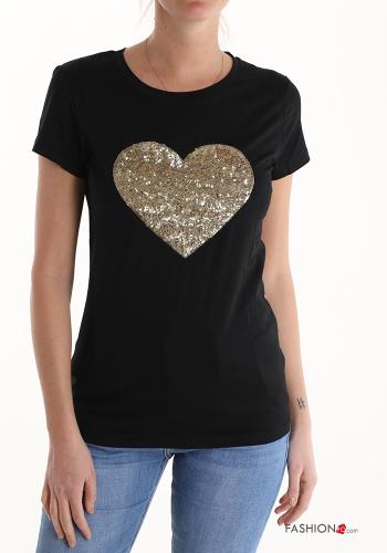 Cotton T-shirt with sequins - ph 1