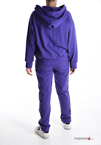 Tuta sportiva in Cotone con zip con paillettes con cappuccio con elastico con tasche - ph 2