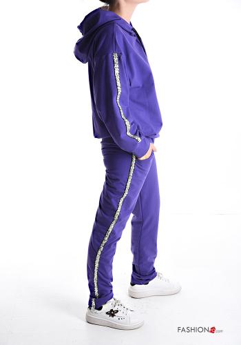 Tuta sportiva in Cotone con zip con paillettes con cappuccio con elastico con tasche - ph 3