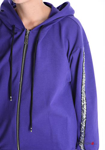 Tuta sportiva in Cotone con zip con paillettes con cappuccio con elastico con tasche - ph 4