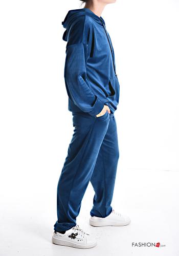 Tuta sportiva in velluto con elastico con zip con cappuccio - ph 3