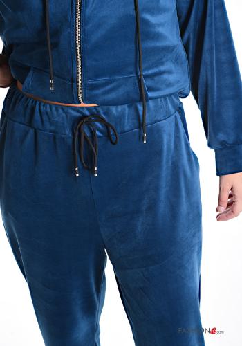 Tuta sportiva in velluto con elastico con zip con cappuccio - ph 4
