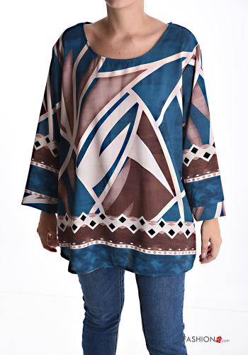 Blusa maniche lunghe girocollo Fantasia geometrica - ph 1