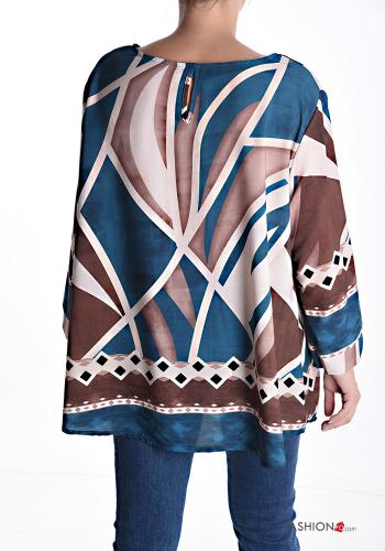 Blusa maniche lunghe girocollo Fantasia geometrica - ph 2