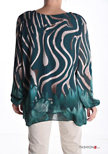 Blouse manches longues plissé col rond Imprimé optical - ph 2
