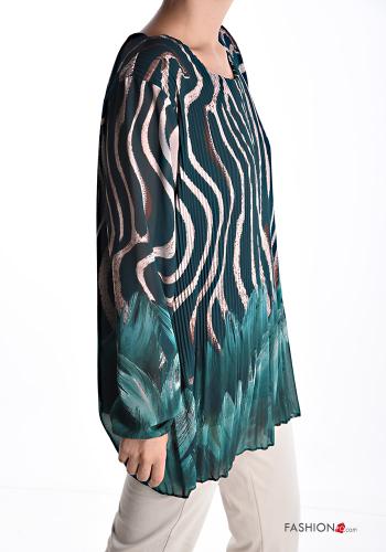 Blouse manches longues plissé col rond Imprimé optical - ph 3