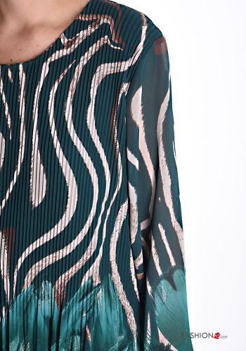 Blouse manches longues plissé col rond Imprimé optical - ph 4