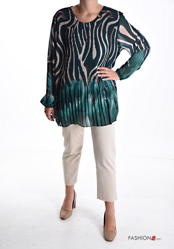 Blouse manches longues plissé col rond Imprimé optical - ph 5