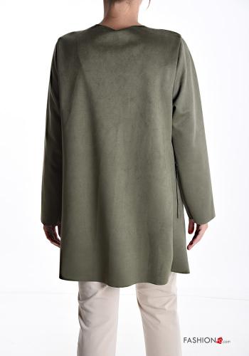 Giacca girocollo camoscio maniche lunghe con tasche senza fodera - ph 2