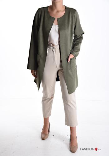Giacca girocollo camoscio maniche lunghe con tasche senza fodera - ph 5