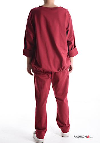 Tuta sportiva in Cotone maniche lunghe girocollo con strass con elastico - ph 2