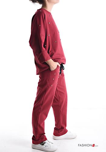 Tuta sportiva in Cotone maniche lunghe girocollo con strass con elastico - ph 3