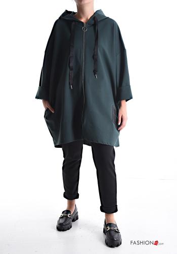 Giacca in Cotone con zip con tasche con cappuccio