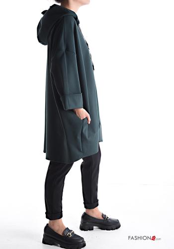 Giacca in Cotone con zip con tasche con cappuccio - ph 3