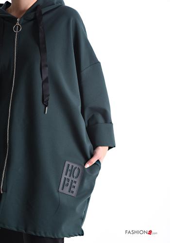Giacca in Cotone con zip con tasche con cappuccio - ph 4