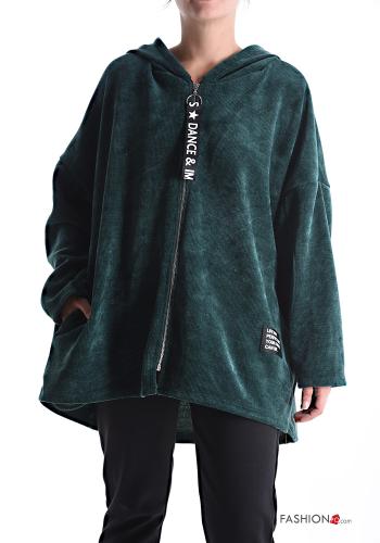 Felpa oversize con zip con tasche con cappuccio - ph 1