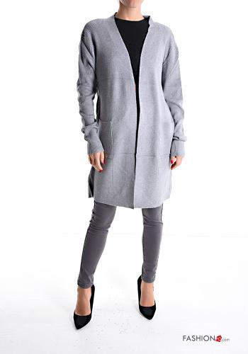 Cardigan costine con tasche