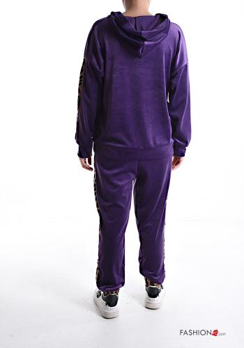 Coordinato in velluto Fantasia animalier con elastico con cappuccio con tasche con zip - ph 2