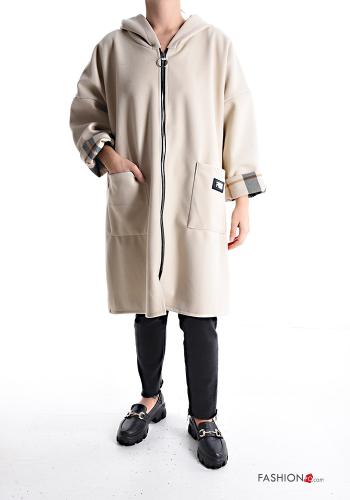 long sleeve Coat with pockets without lining with zip with hood