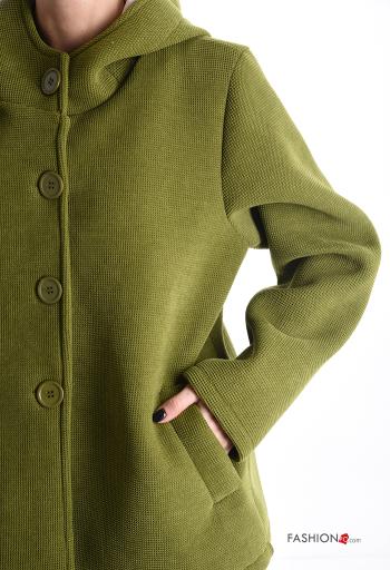Cappotto maniche lunghe senza fodera con bottoni con tasche con cappuccio - ph 4