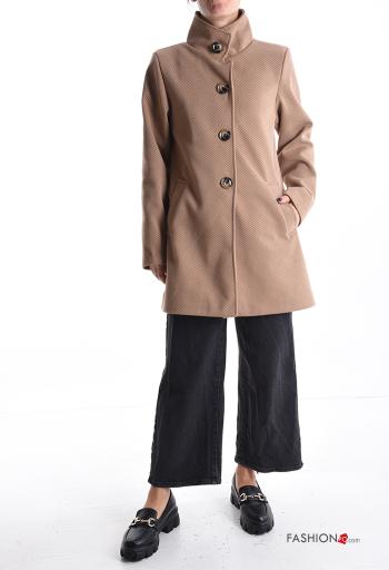 Cappotto con fodera con tasche a collo alto con bottoni