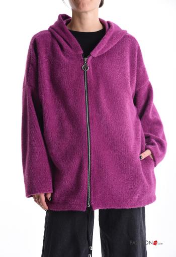 Felpa maniche lunghe con zip con tasche con cappuccio - ph 1
