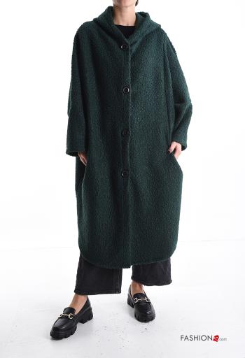 long Coat with buttons without lining with pockets with hood - ph 1