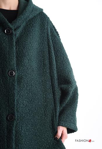 long Coat with buttons without lining with pockets with hood - ph 4