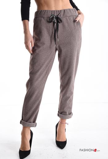Pantalon en Coton Imprimé vichy avec poches avec coulisse - ph 1