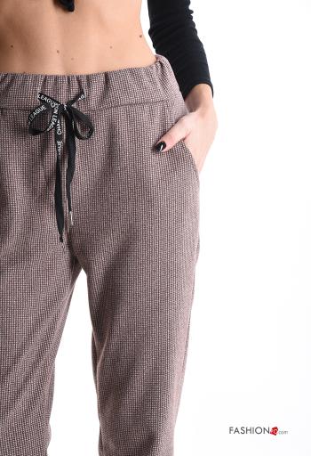 Pantalon en Coton Imprimé vichy avec poches avec coulisse - ph 4