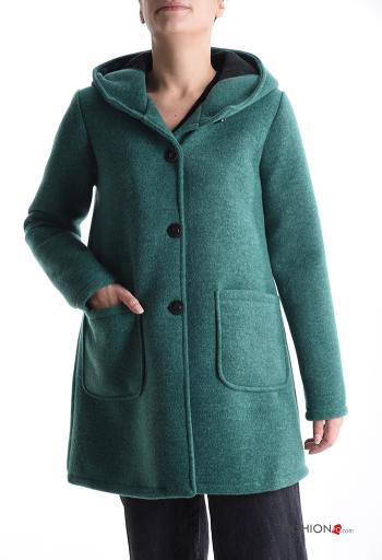 Giacca senza fodera con bottoni con tasche con cappuccio