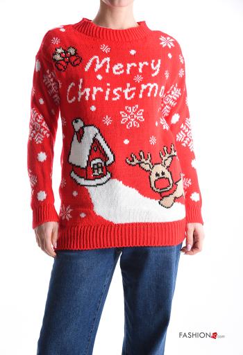 Maglione maniche lunghe girocollo Fantasia natalizia - ph 1