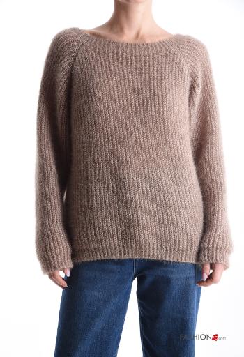 long sleeve crew neck Wool Mix Sweater - ph 1
