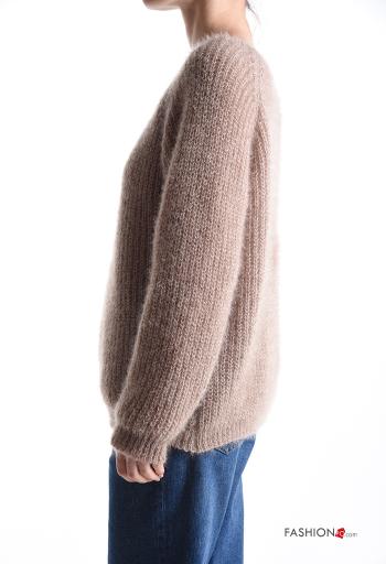 long sleeve crew neck Wool Mix Sweater - ph 3