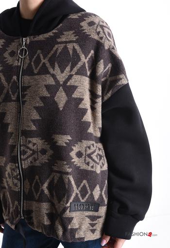 Patterned long sleeve Cotton Jacket with zip with hood - ph 4