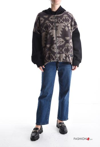 Patterned long sleeve Cotton Jacket with zip with hood - ph 5